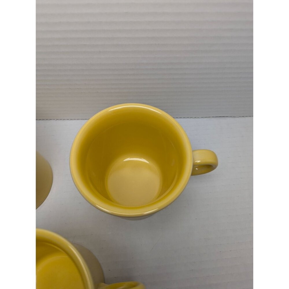 Fiesta Ware Yellow Tom & Jerry lot 3 Coffee Cup Ring handled Mug 3 1/2 in - Picture 3 of 10